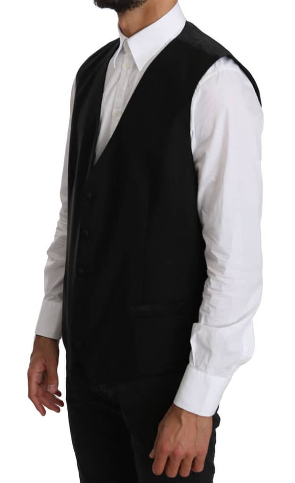 Black wool waistcoat formal gilet vest