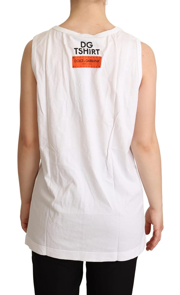 White cotton #dg motive tank top t-shirt