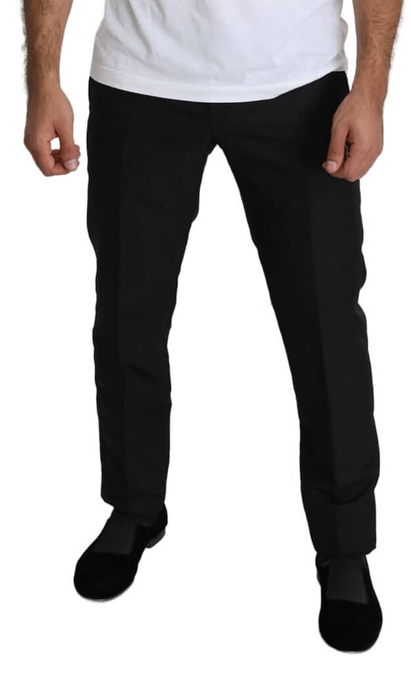 Black wool skinny formal trouser pants