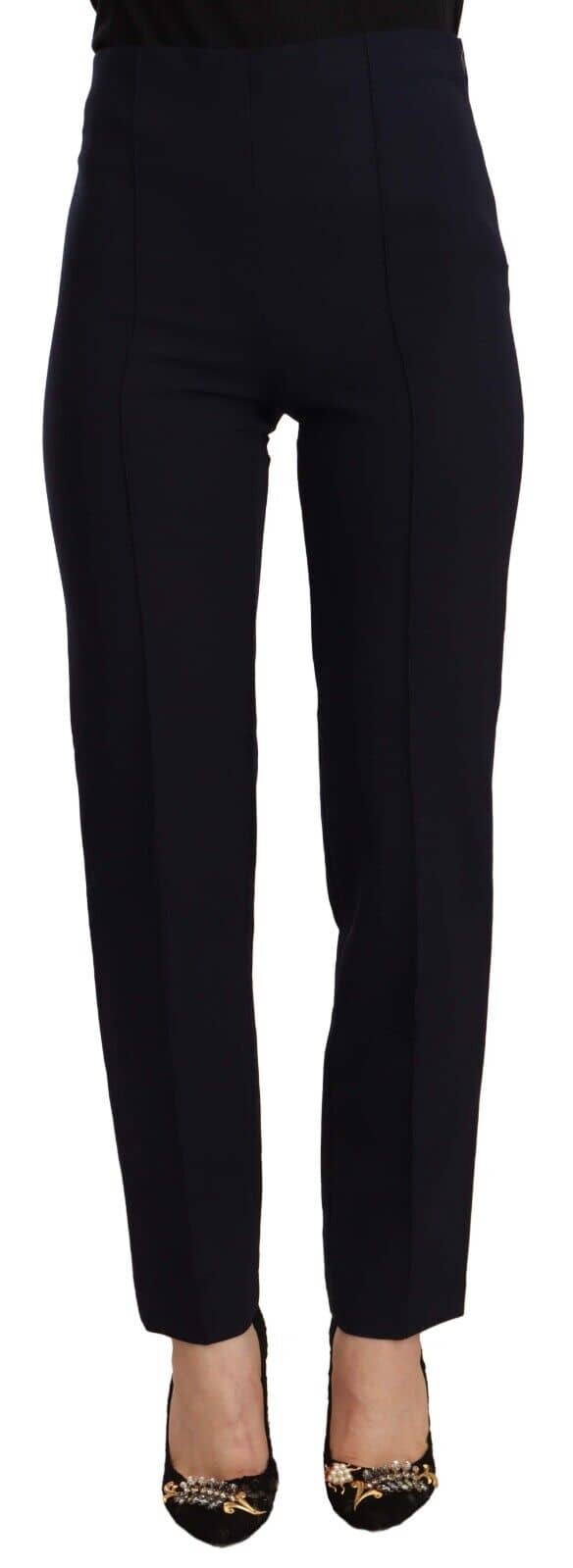 Aglini black high waist polyester women straight pants