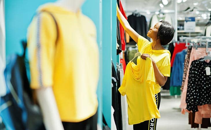 Woman shopping sports clothes
