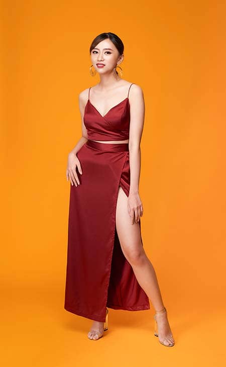 Woman elegant red dress
