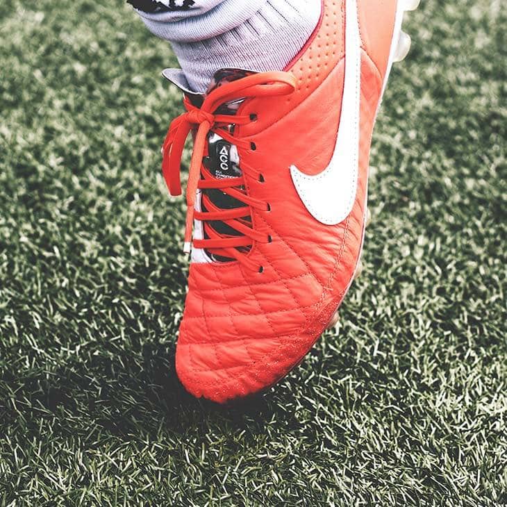 Red football shoes