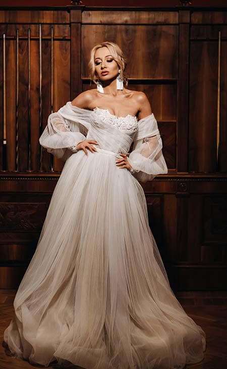 Woman posing wedding dress