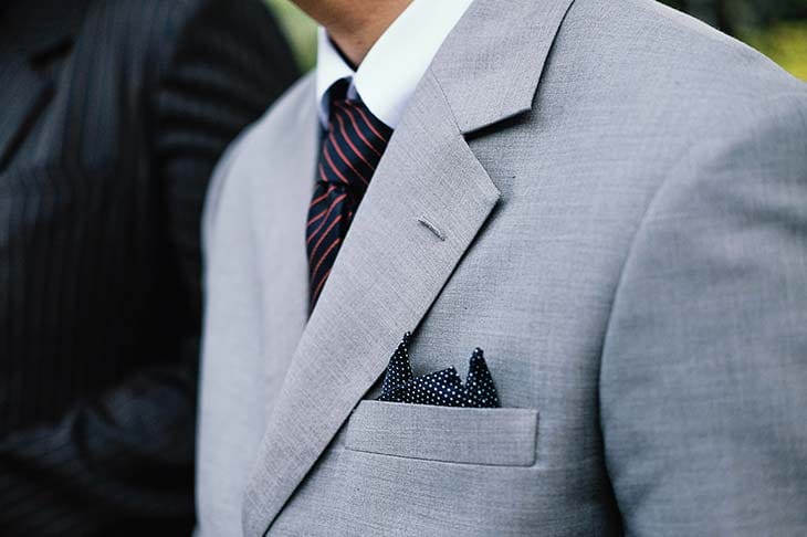 Detail male suit pocket handkerchief