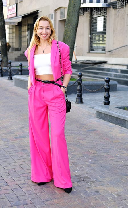 Woman pink clothes street