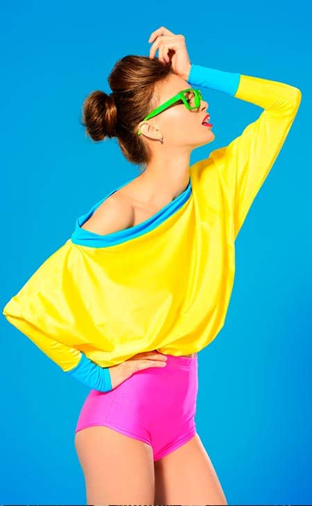 Woman posing neon outfit