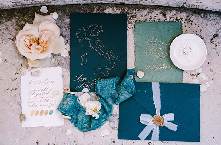 Paper cards evelope wedding invitation