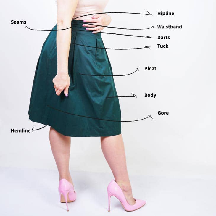 Woman poses skirt parts
