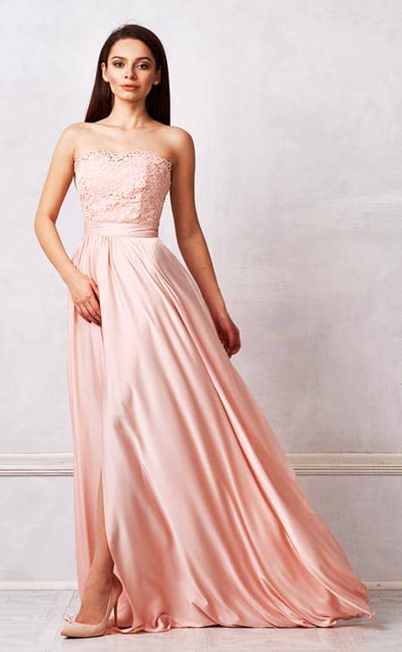 Woman full length pink gown