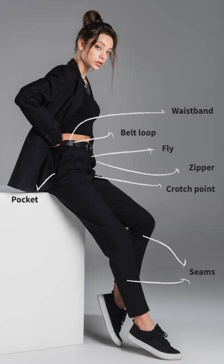 Woman posing pants parts
