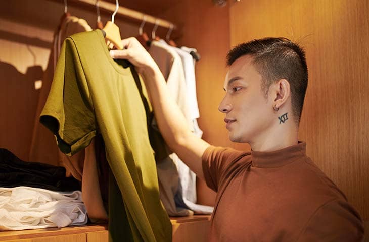 Man looking tshirt wardrobe