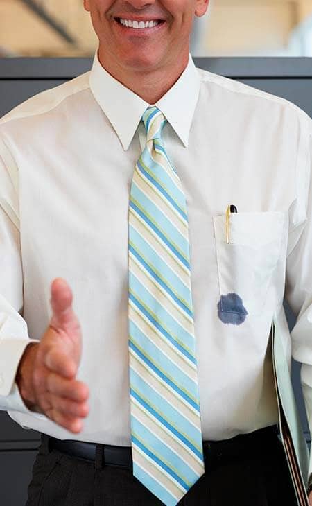 Businessman shirt ink stain