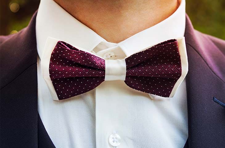Close up man tuxedo bow tie