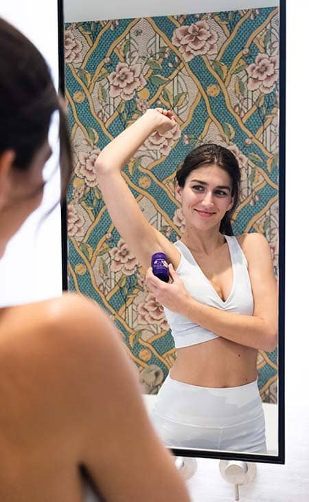 Woman deodorant mirror sport