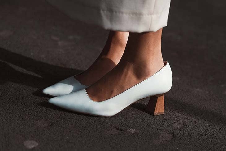 Woman white heeled shoes