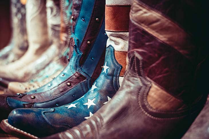 Cowboy leather boots shelf
